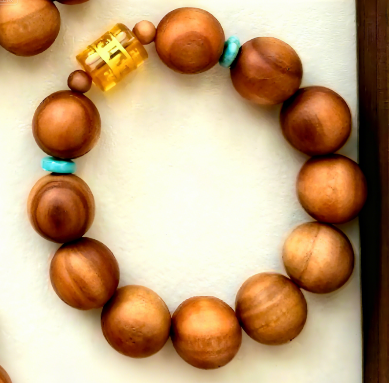 D146 Mantra Barrel Bead with Blue Emperor Stone Spacer