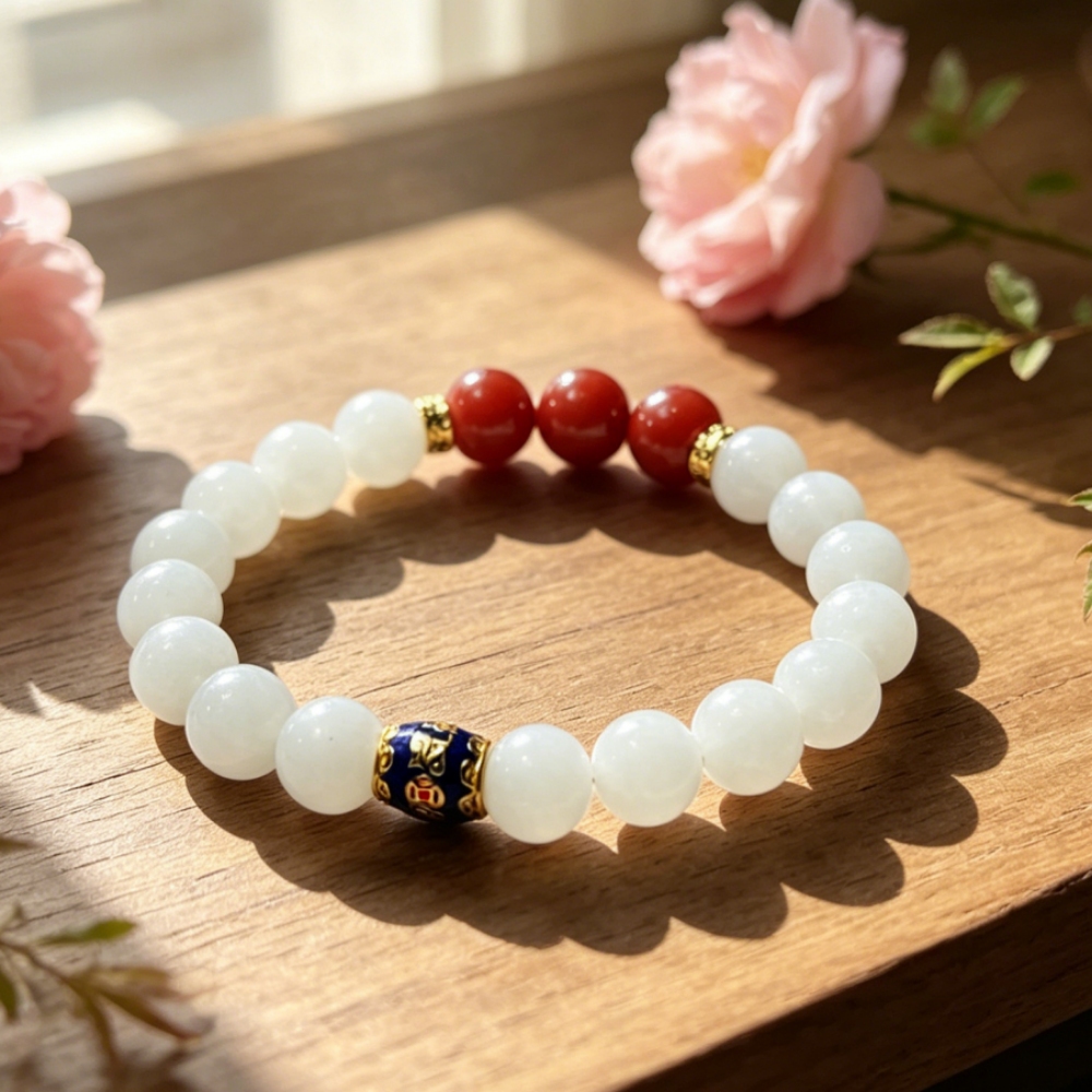 D261 Snow & Vermilion Bracelet